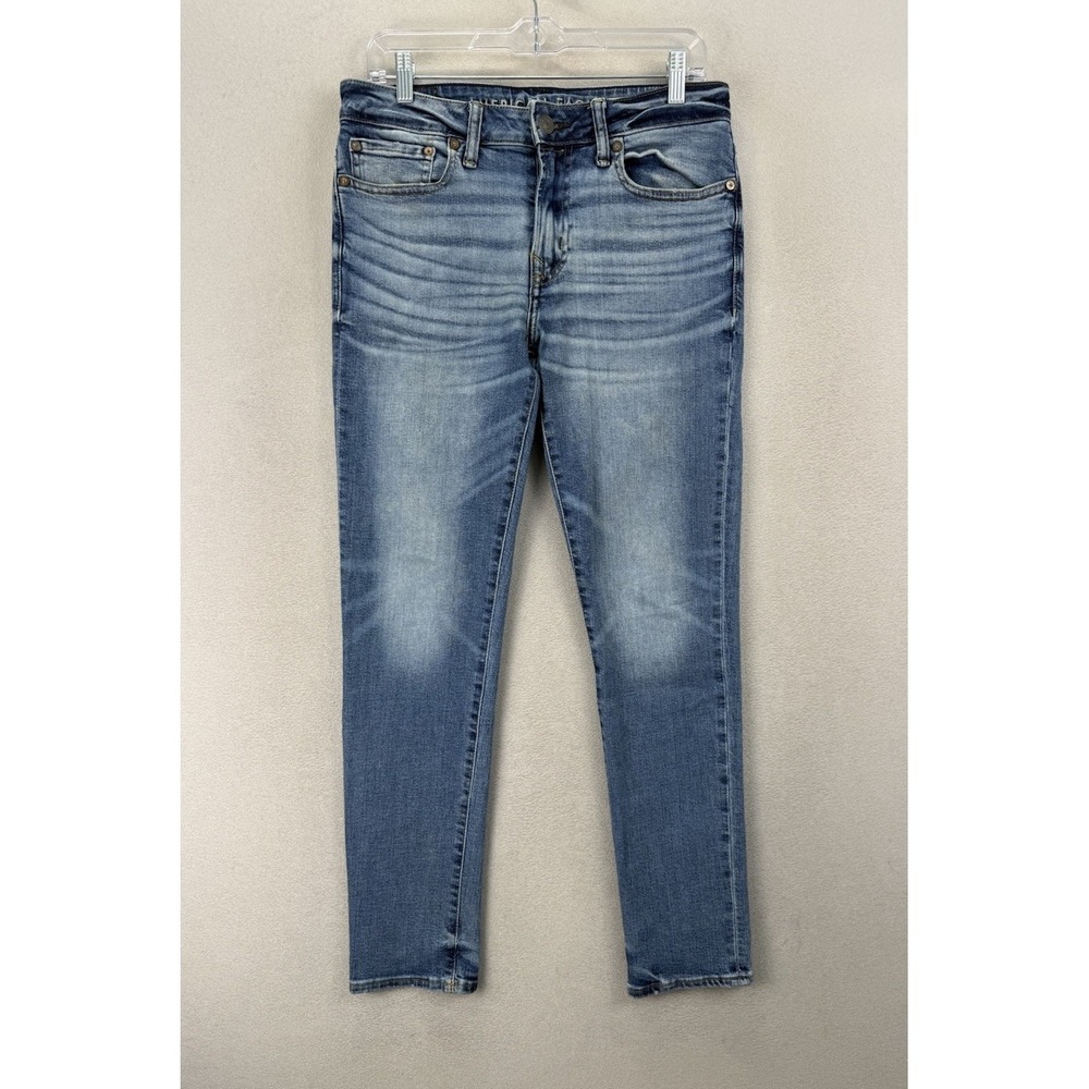 American Eagle AirFlex+ Skinny Jeans Men's Sz 30x30 Light Wash Stretch Denim